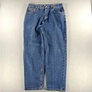 Vintage 90s Tommy Hilfiger Blue Denim Jeans Big Patch Men Size 36x30 Made In USA